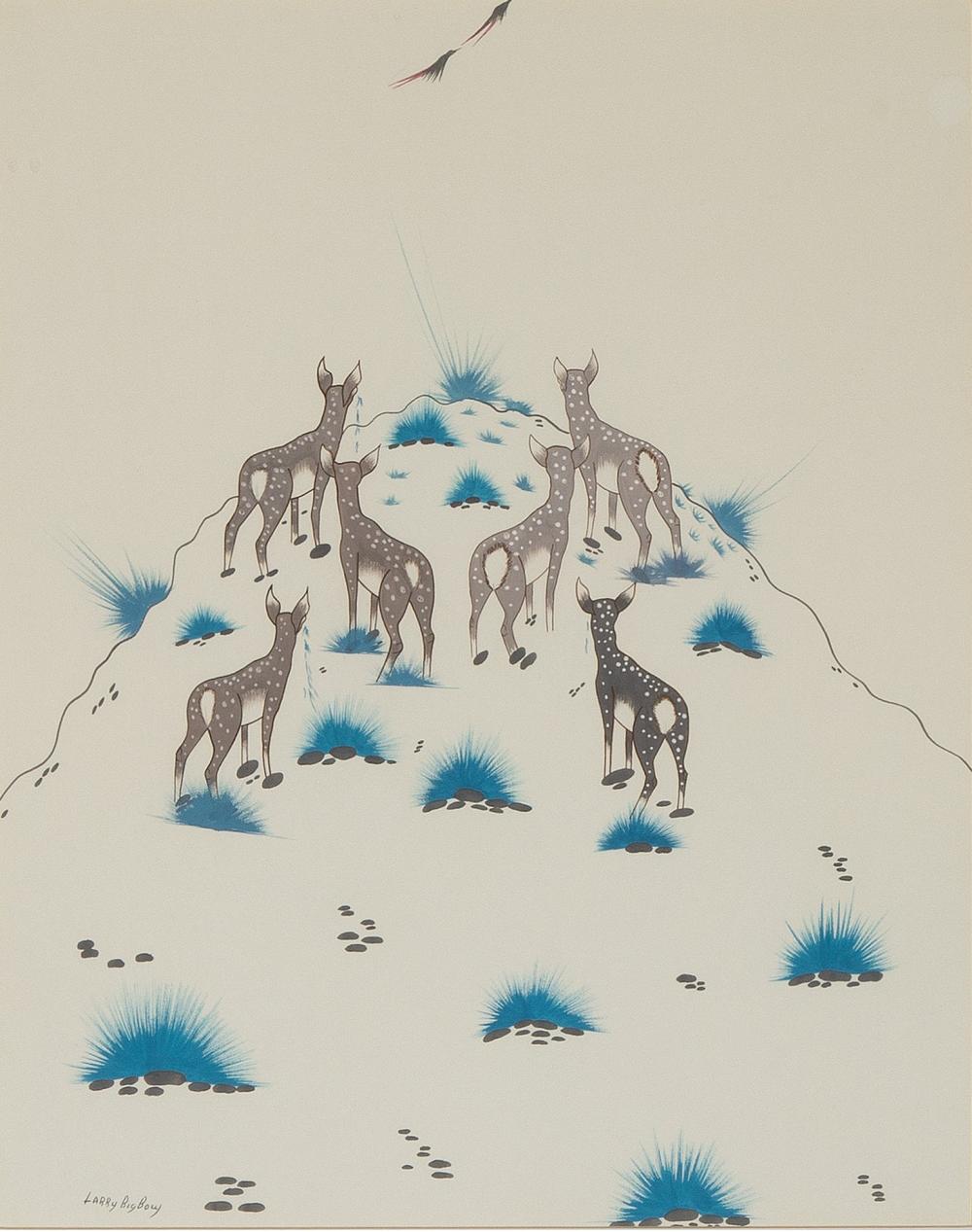 LARRY BIG BOW, UNTITLED (FAWNS ON A