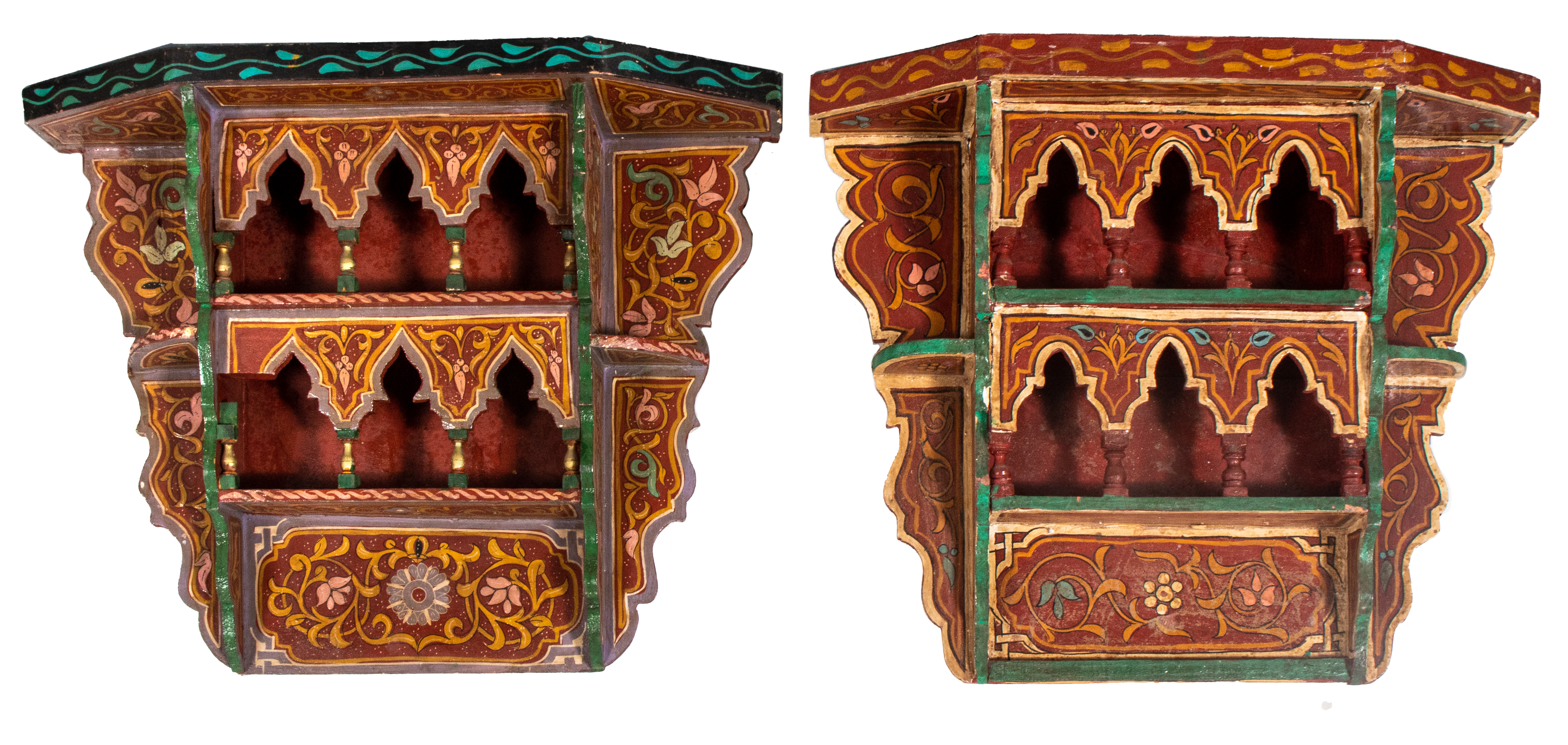 INDIAN PAINT DECORATED WALL SHELVES  3636d3