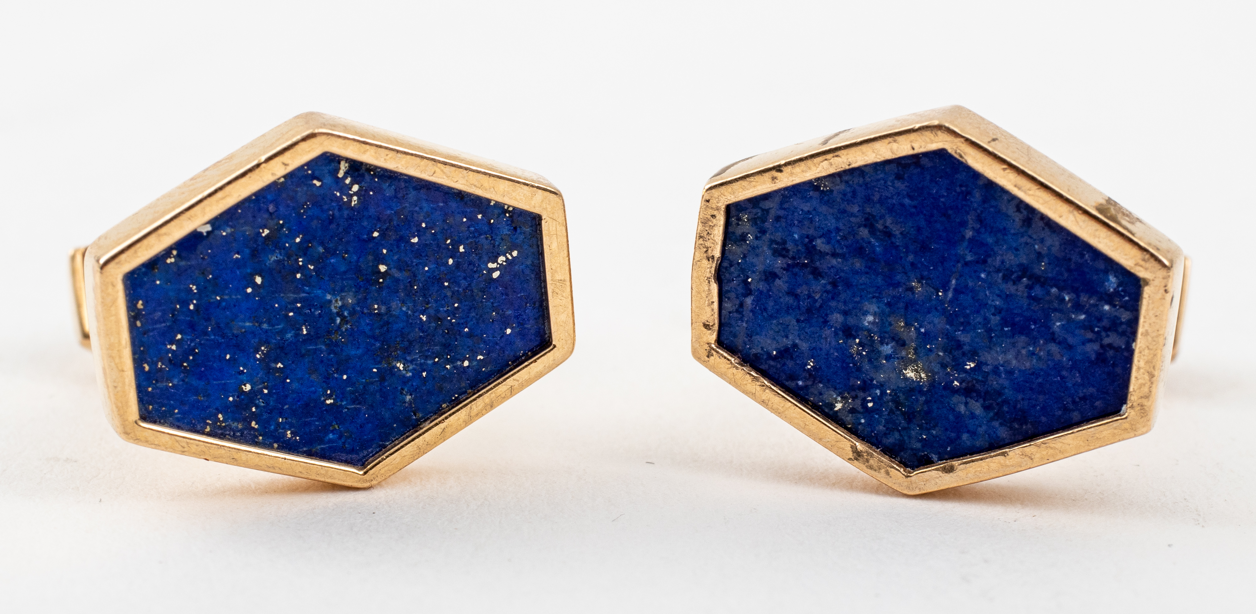 VINTAGE 14K GOLD LAPIS LAZULI GEOMETRIC