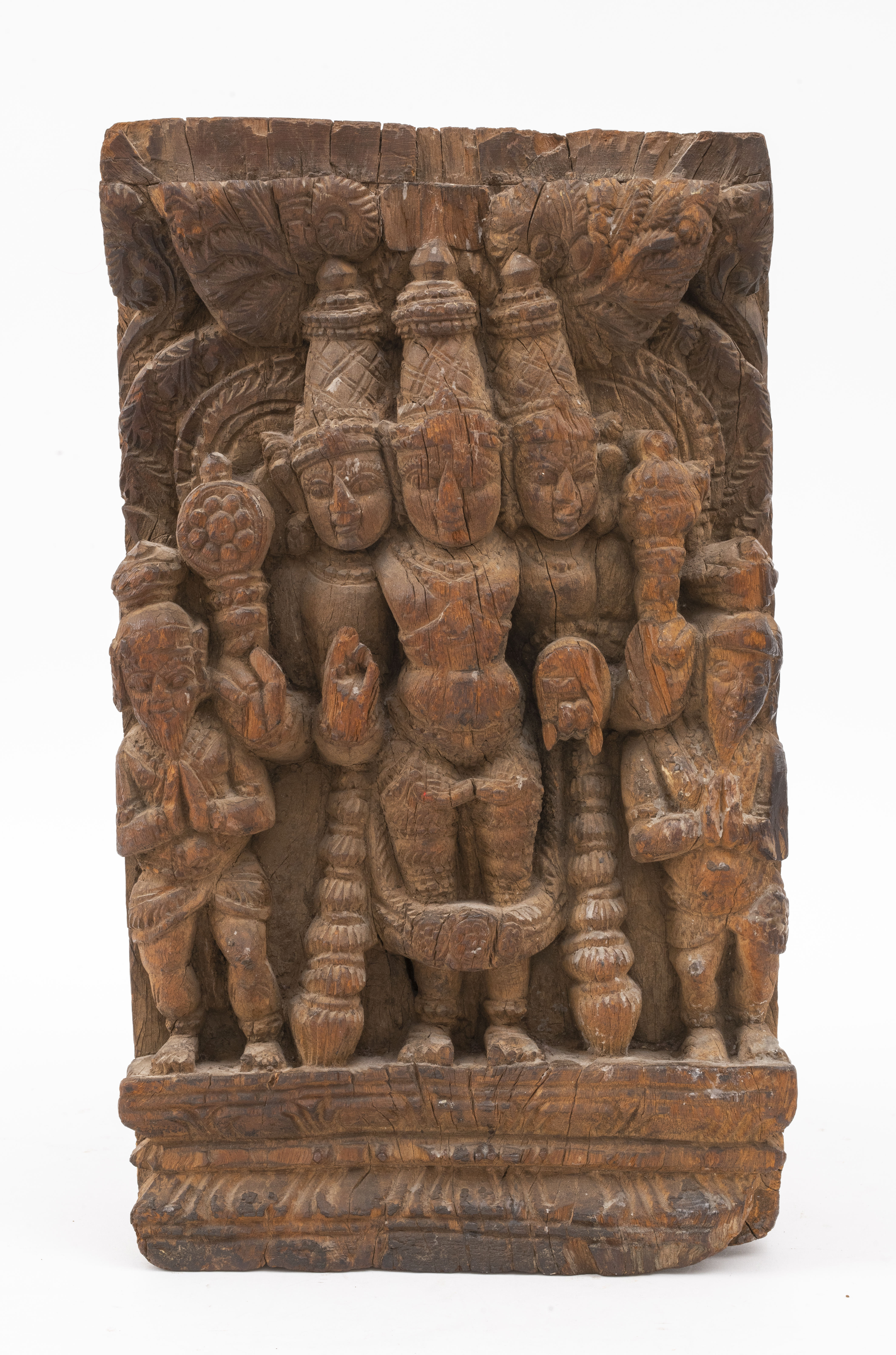 INDIAN CARVED WOOD TEMPLE FRAGMENT 3637cc