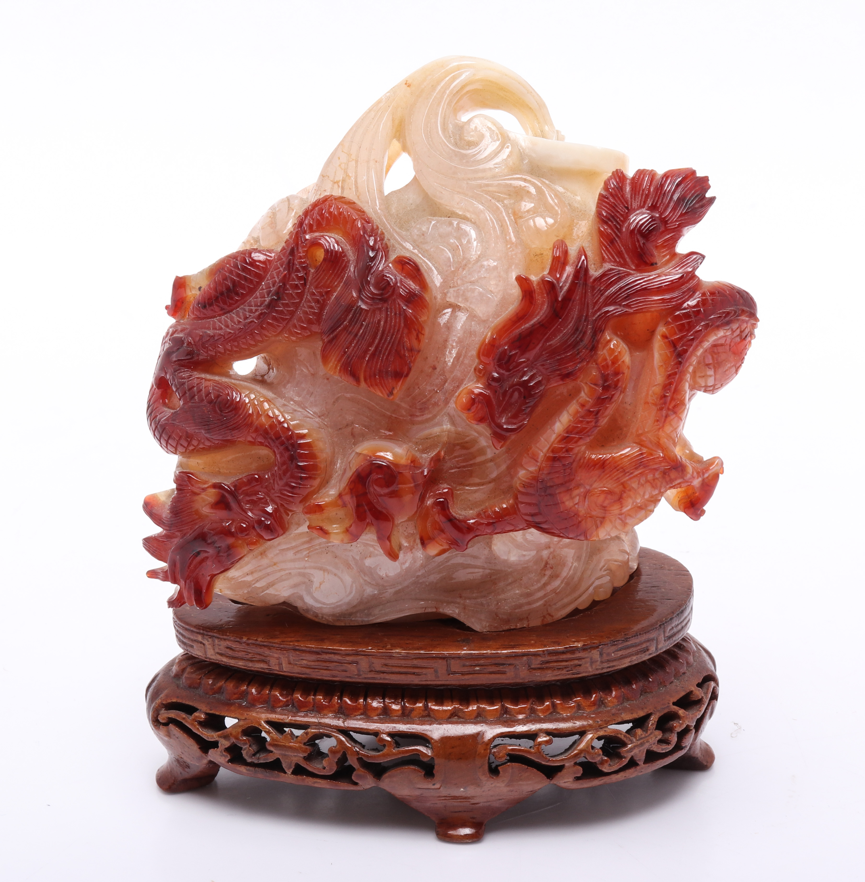 CHINESE AGATE CARVING DRAGON IN
