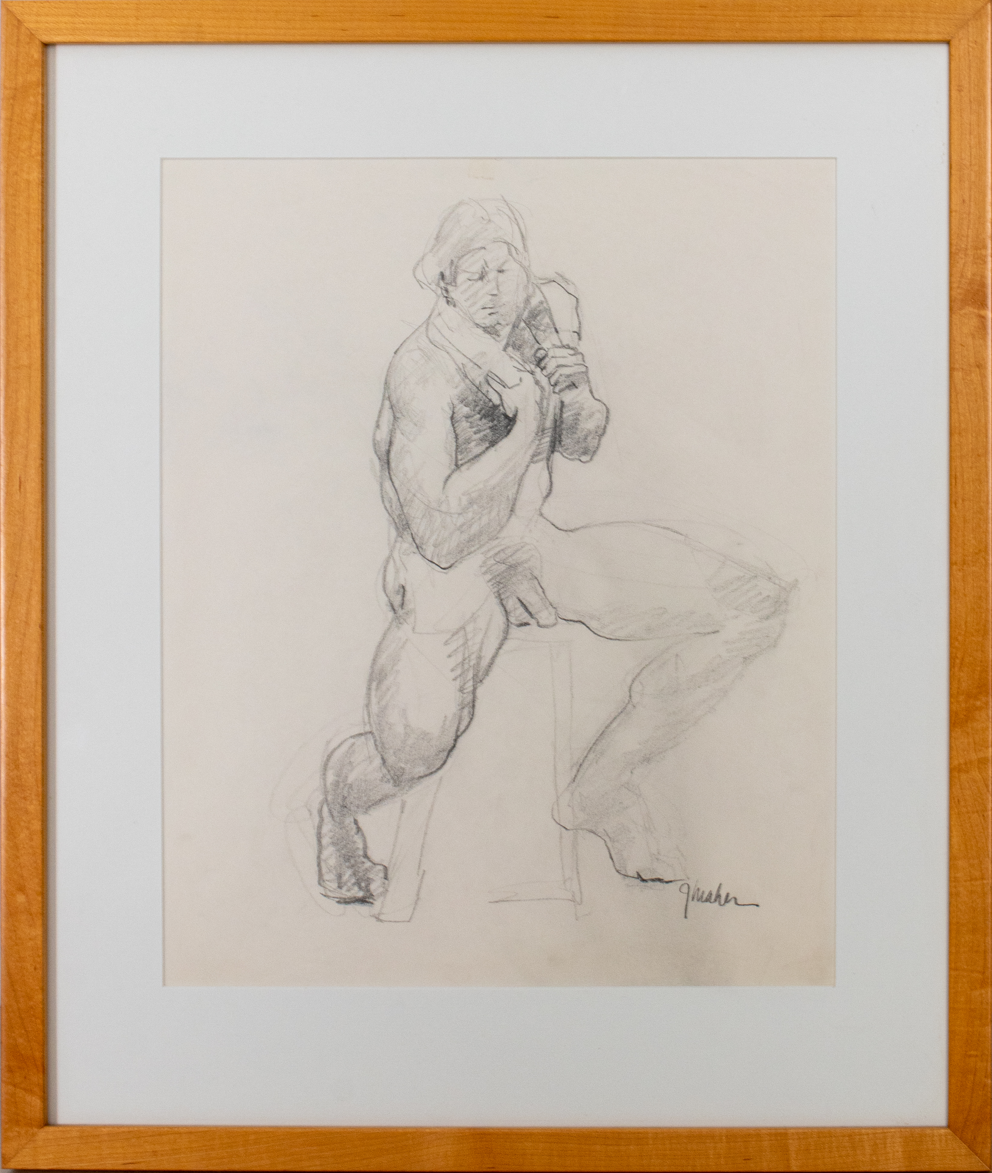 MAHER MALE NUDE DRAWING GRAPHITE 363859