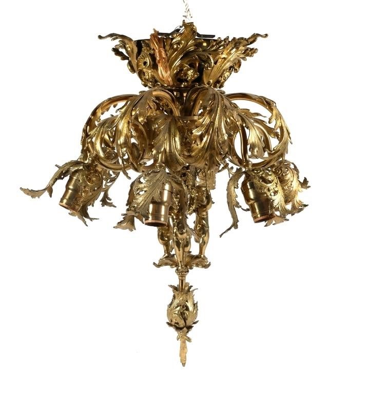 ROCOCO BRASS CHANDELIER FIXTUREAcanthus 36385a