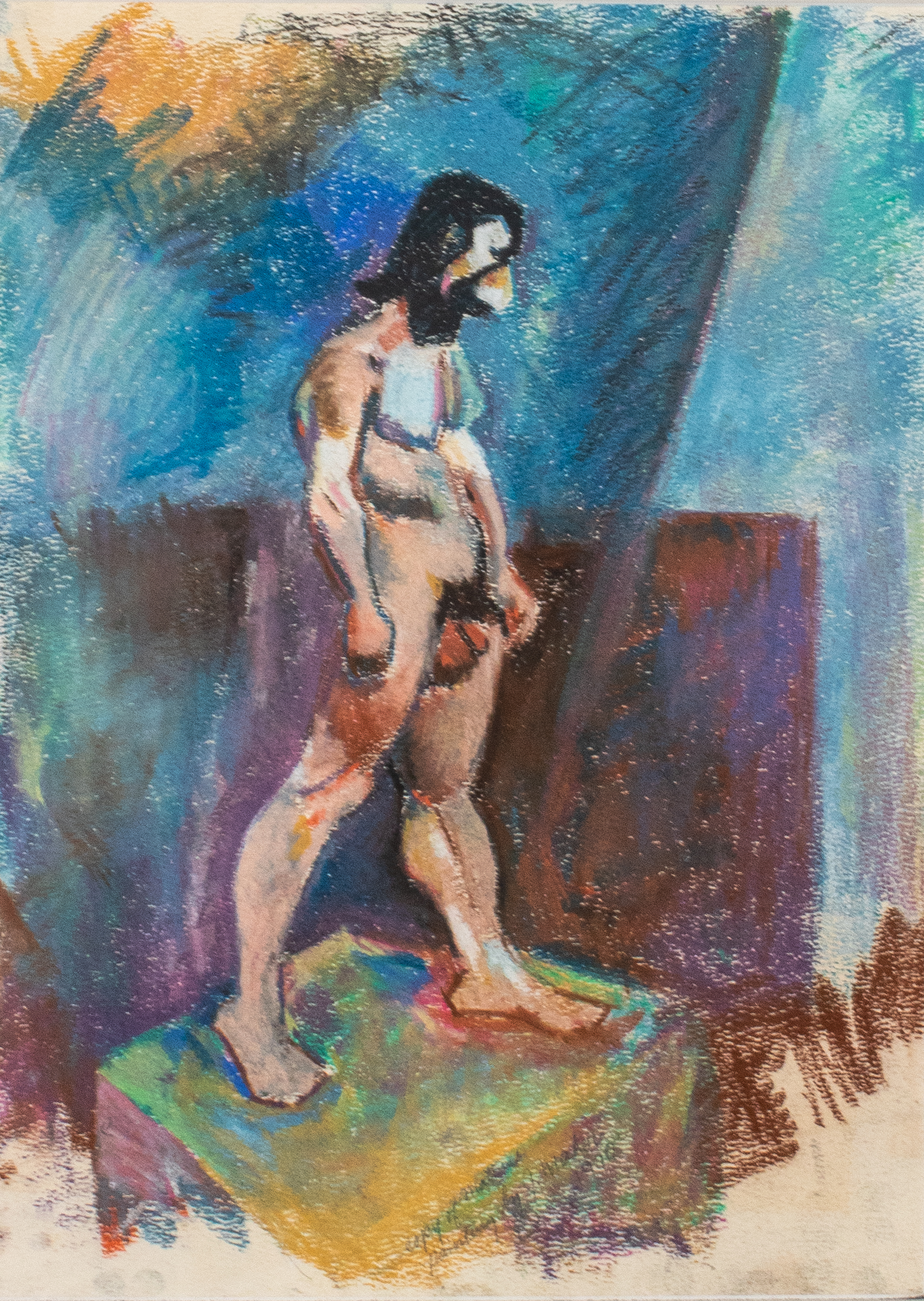 MAHER MALE MODEL PASTEL ON PAPER 36385d