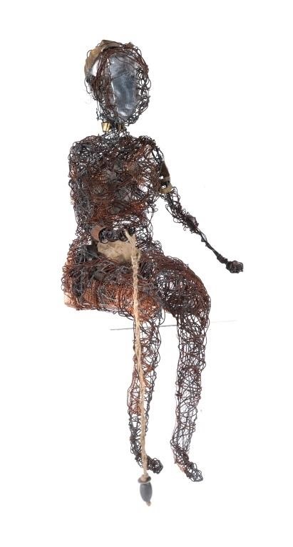 MIXED MEDIA SCULPTURE DOLL WIRE 36388a