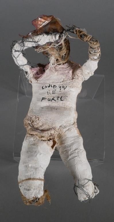 MIXED MEDIA SCULPTURE DOLL PLASTERED