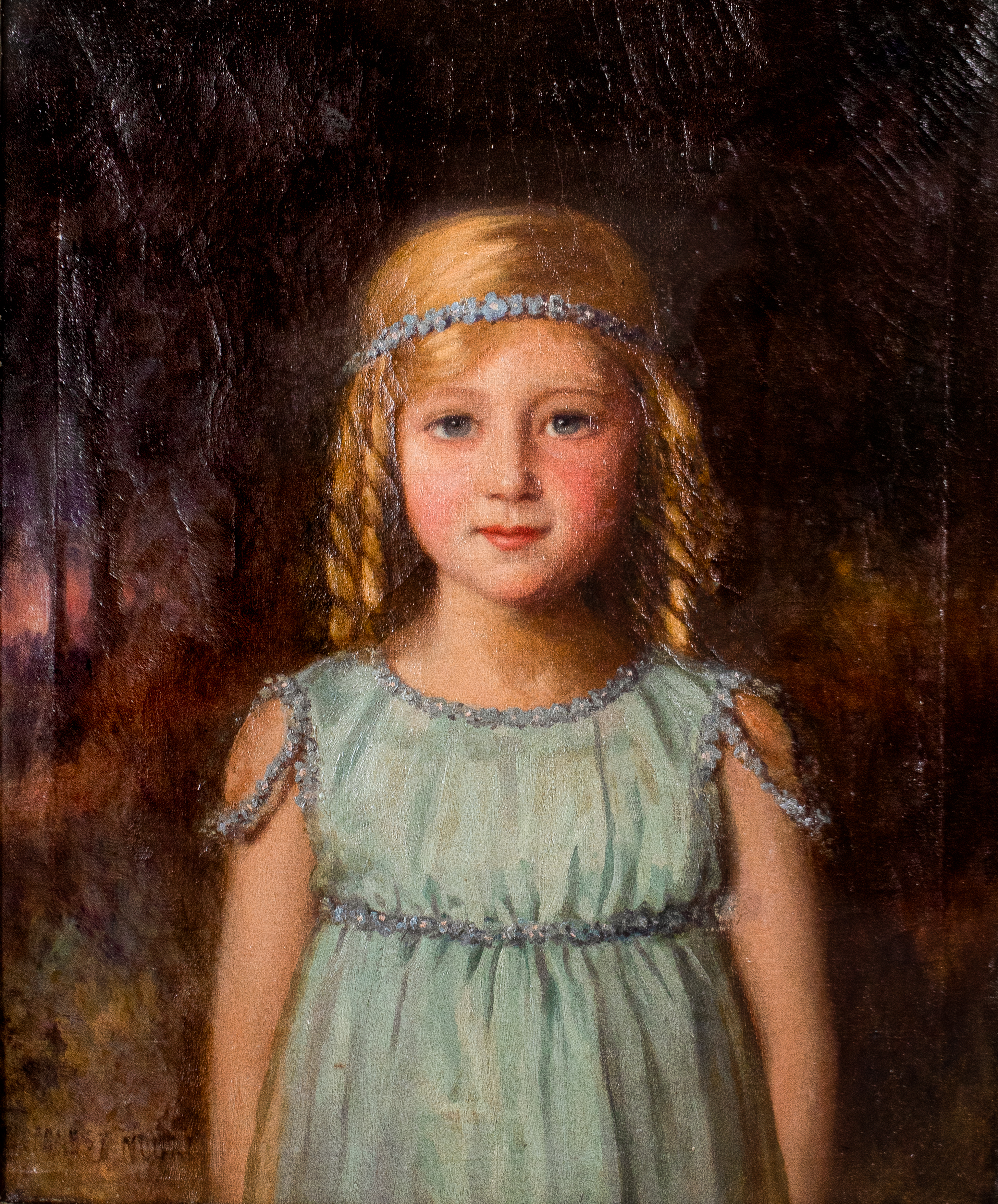 ERNEST MOORE GIRL IN A BLUE DRESS