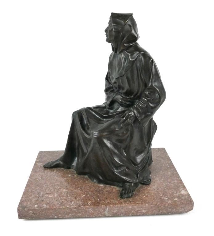 BRONZE SEATED MONKSeated friar or monk