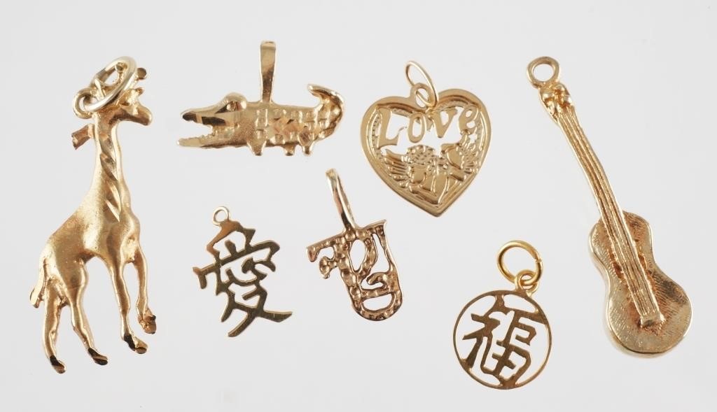 14K YELLOW GOLD CHARMS 7PCSSeven 363913