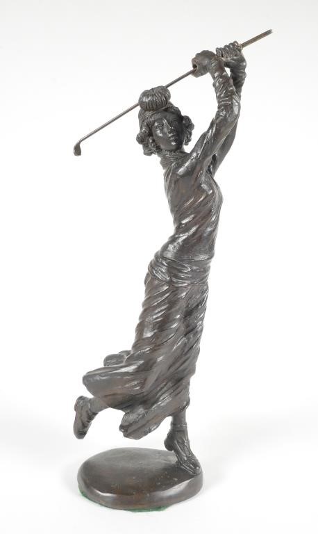 BRONZE SCULPTURE OF A WOMAN GOLFINGSculpture 36391a