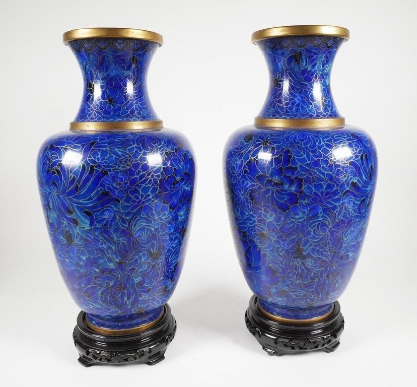 CHINESE CLOISONNE VASES PAIR20th