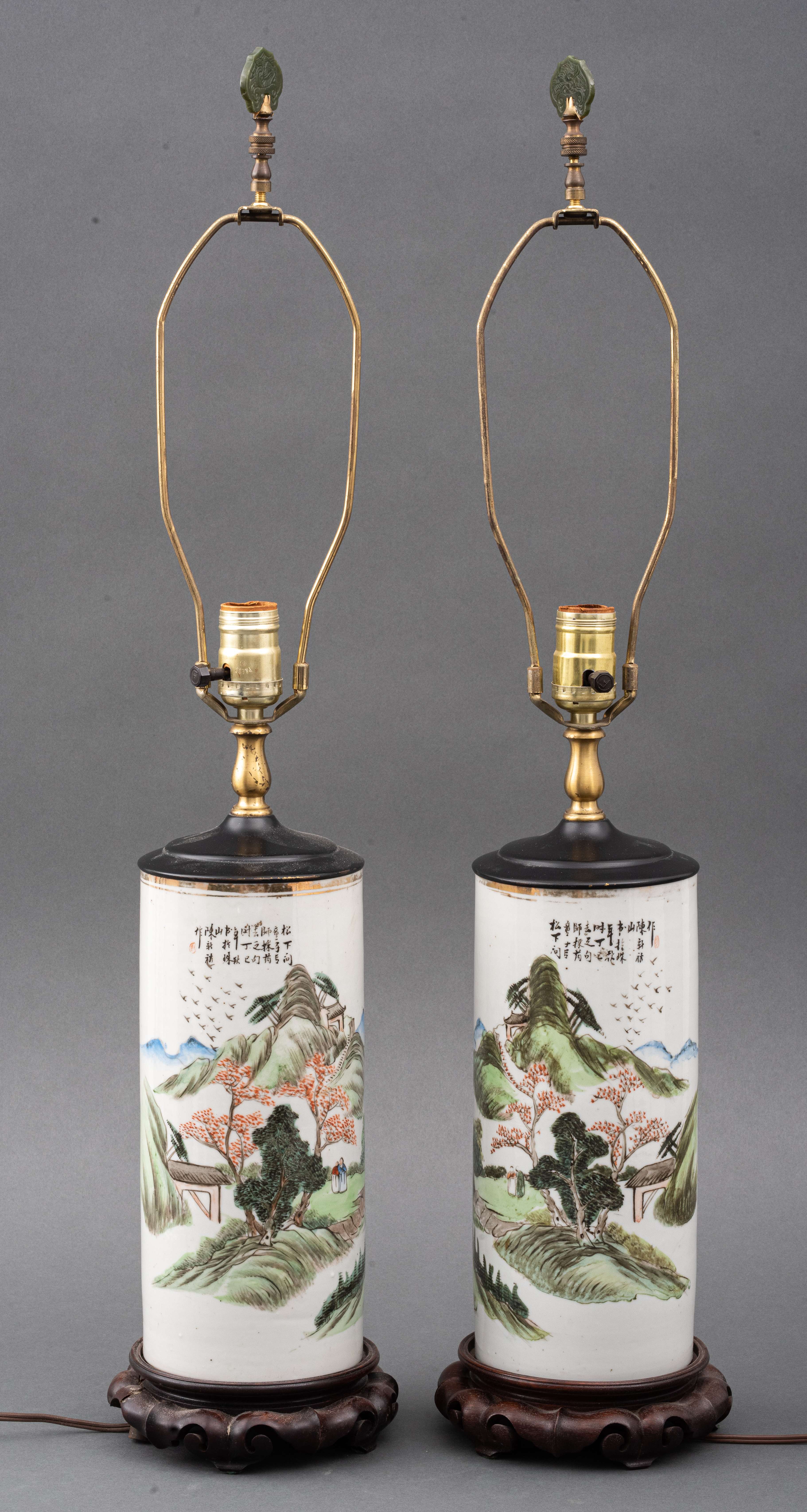 CHINESE CERAMIC VASES MOUNTED AS