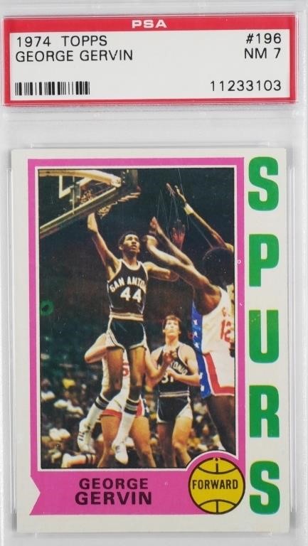 1974 TOPPS GEORGE GERVIN RC #196 PSA