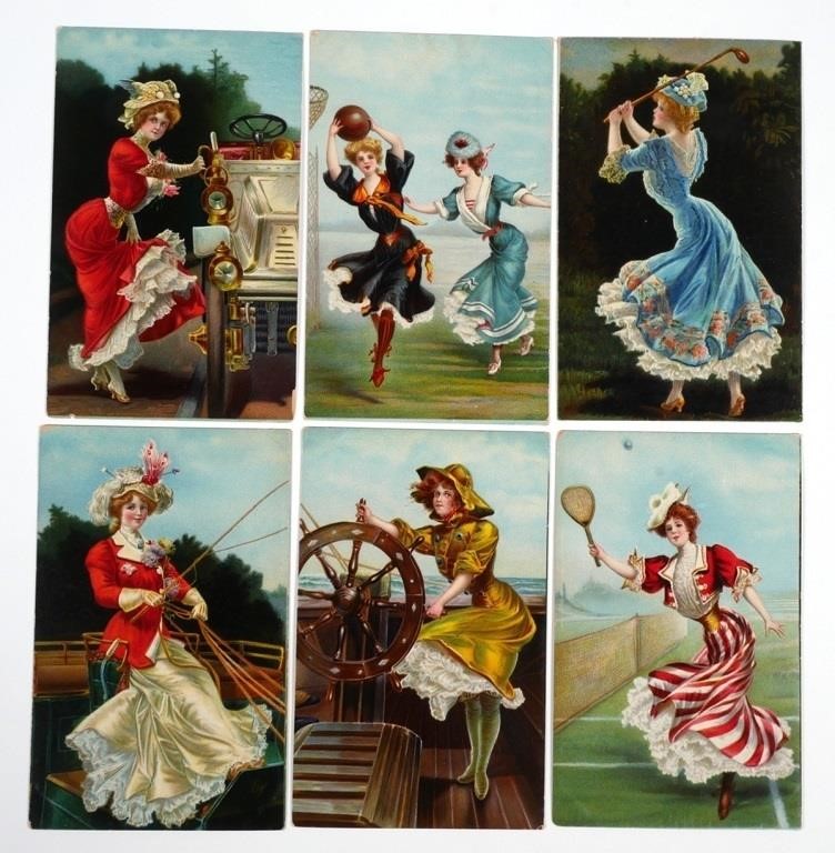 POSTCARDS: GERMAN LITHO WOMEN SPORTS