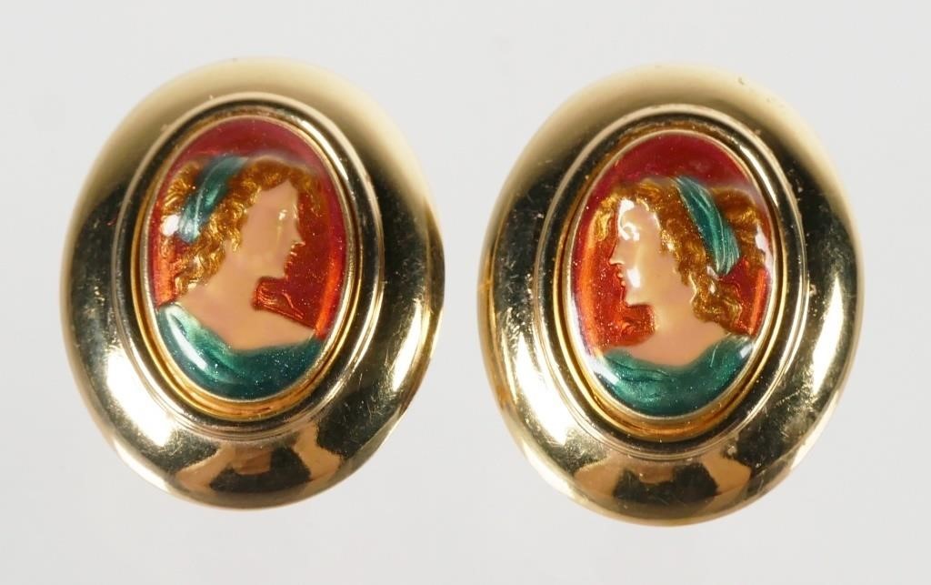 14K ENAMEL EARRINGSOval button 3639ed