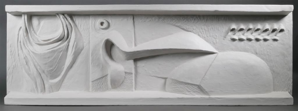 MID CENTURY MODERN BAS RELIEF WALL SCULPTUREPainted