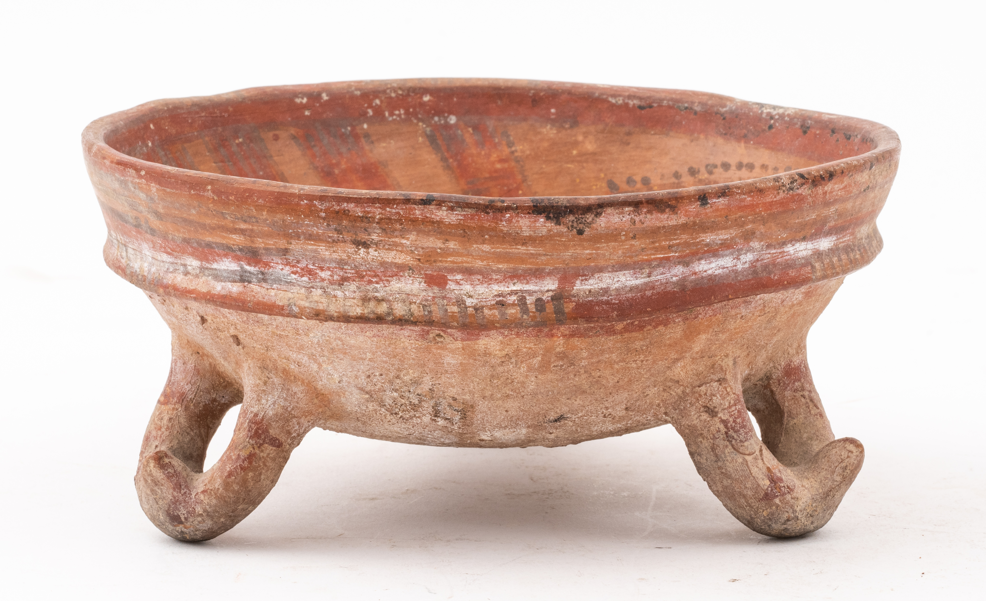 PRE-COLUMBIAN FOOTED REDWARE VESSEL