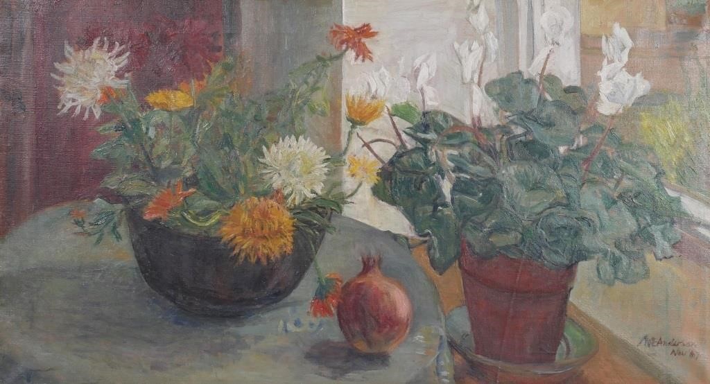 ANDERSON, OIL ON CANVAS FLORAL STILL