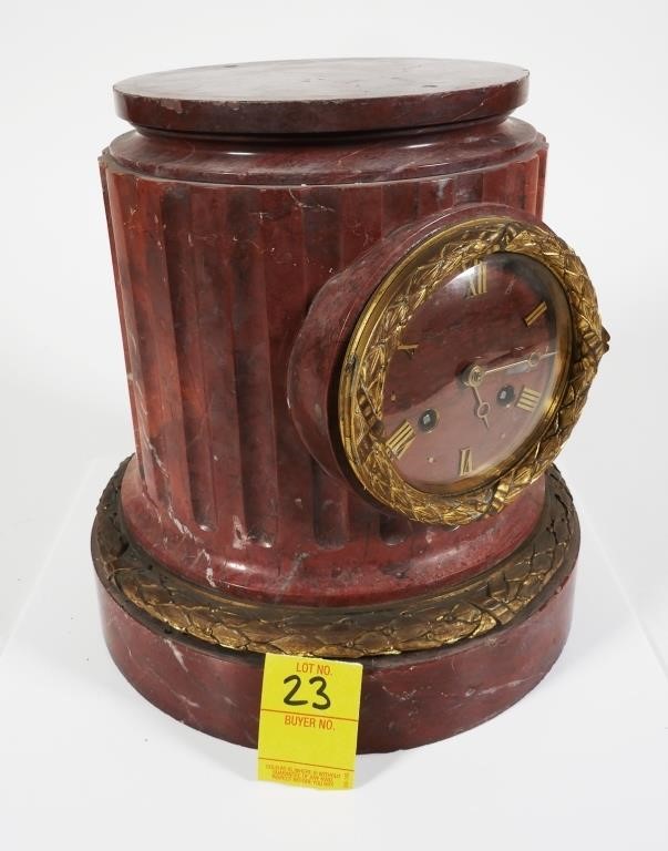 FRENCH ONYX ROUND MANTEL CLOCK