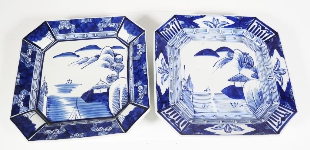 PAIR CHINESE EXPORT PORCELAIN OCTAGON