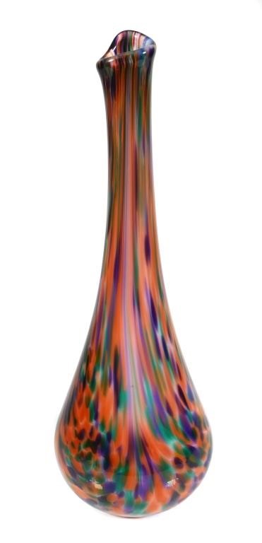 SIGNED BLOWN ART GLASS VASE, 1992