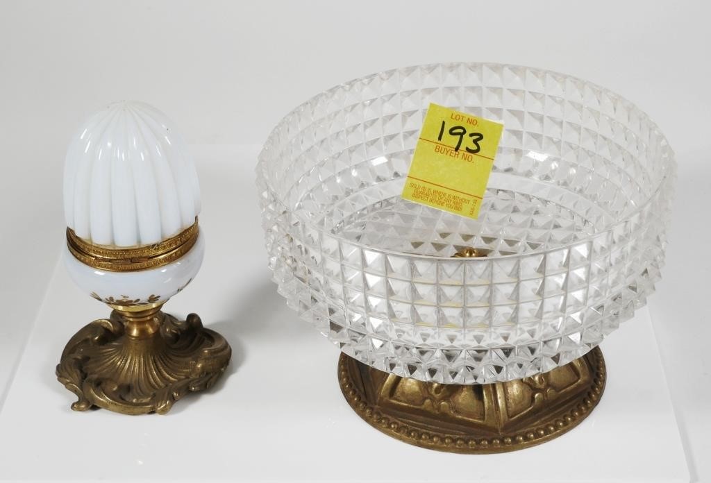 BACCARAT STYLE GLASS AND CAST METAL 3662a3