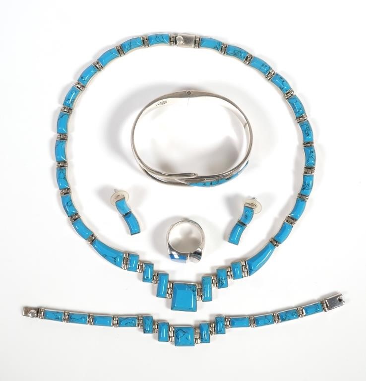 MEXICAN MODERNIST STERLING TURQUOISE 3662ed