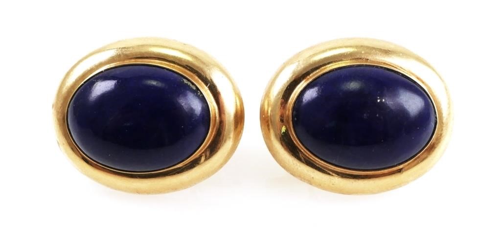 14K GOLD AND LAPIS LAZULI EARRINGSOval 3662f6