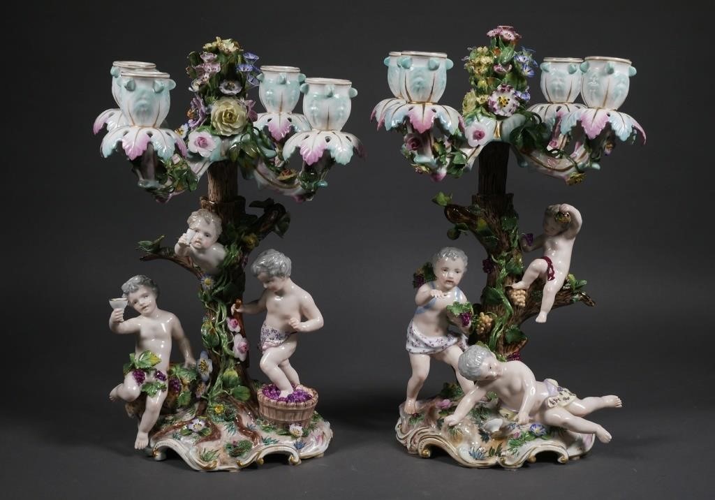 (PAIR) MEISSEN FOUR LIGHT FIGURAL