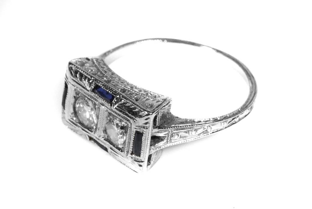 20K WHITE GOLD DIAMOND RINGAntique 366354