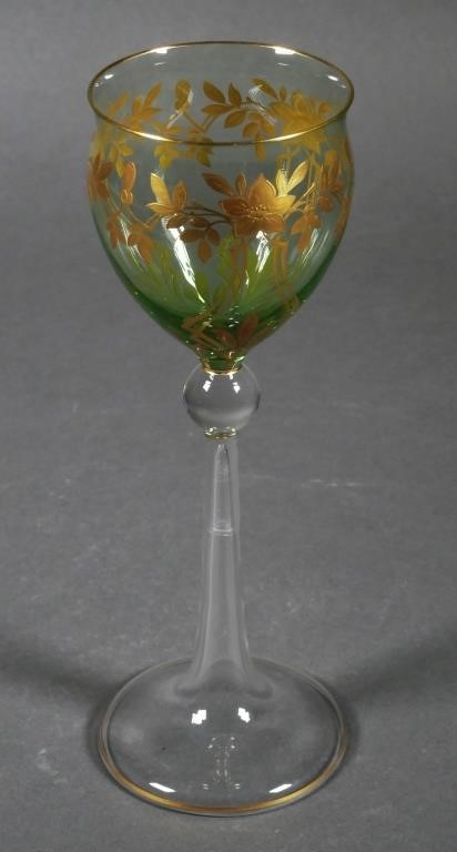 MOSER STYLE BLOWN GLASS WINE HOCKGreen 366366