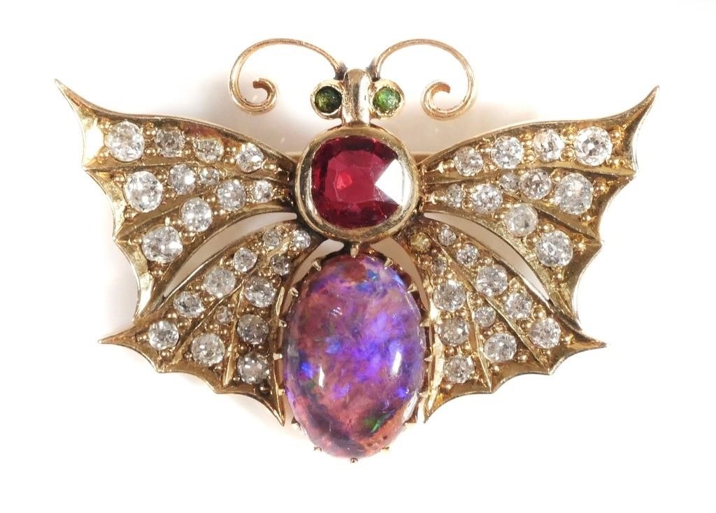 BUTTERFLY PIN GOLD DIAMOND RUBY  366382