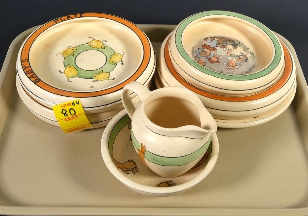 ANTIQUE ROSEVILLE BABY PLATES
