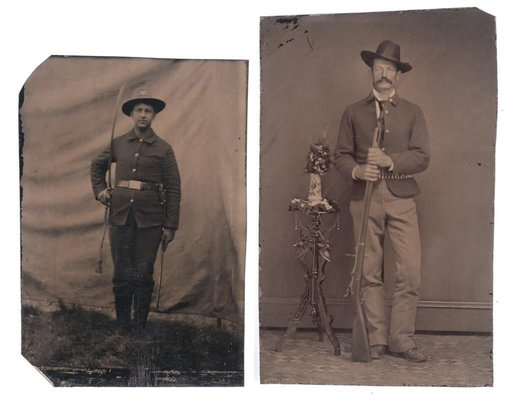  2 TINTYPES INDIAN WARS SOLDIERS  36642e