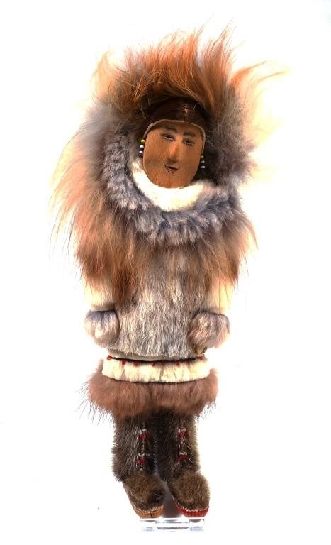 HAND MADE ESKIMO DOLLEskimo carved wood