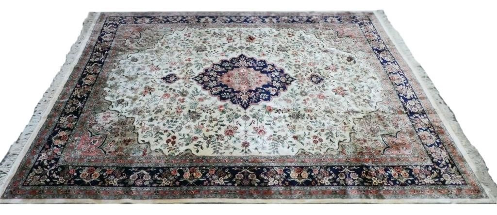 LARGE SILK RUG HAND KNOTTED 12  36649d
