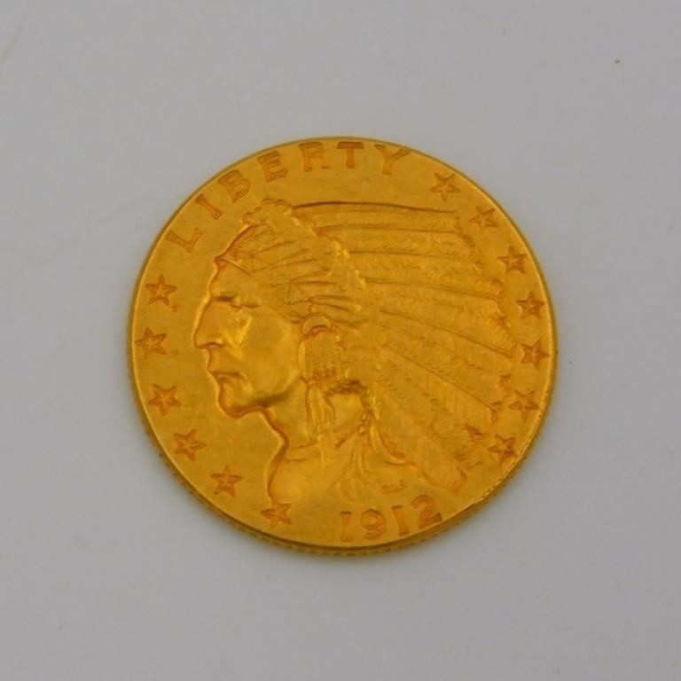 1912 2 1/2 DOLLAR GOLD INDIAN HEAD