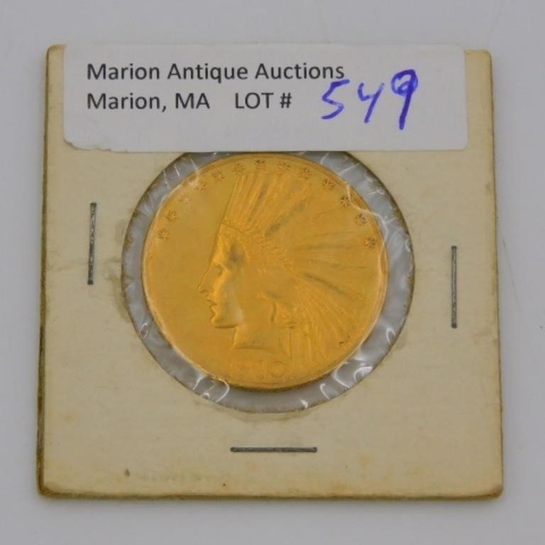 1910S $10 GOLD INDIAN HEAD COIN,