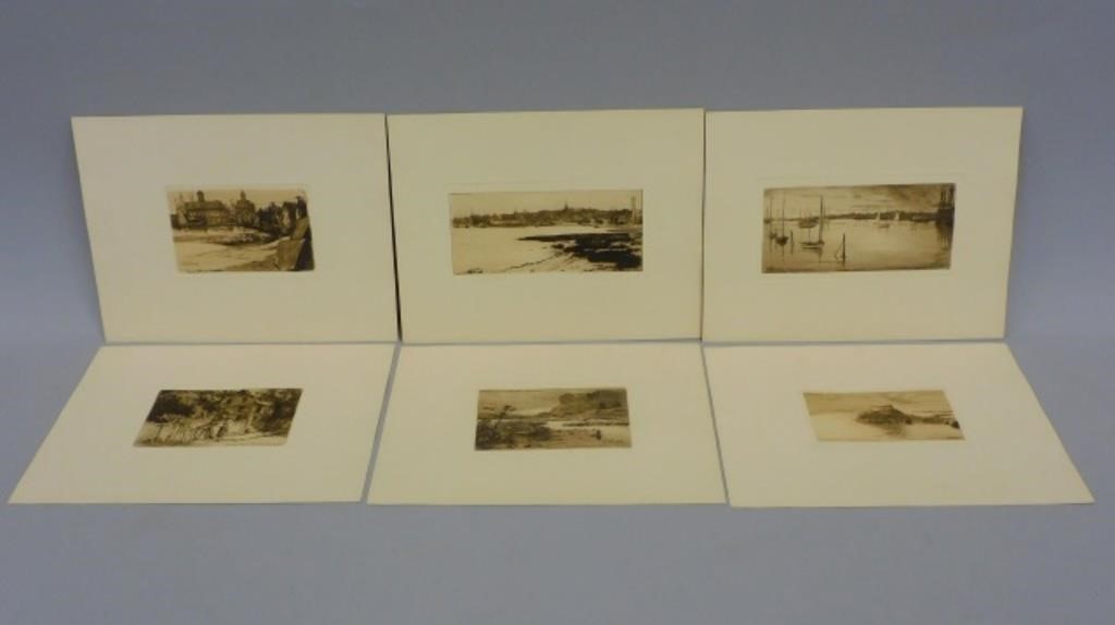 6 NEWPORT ETCHINGS BY MISS. G.