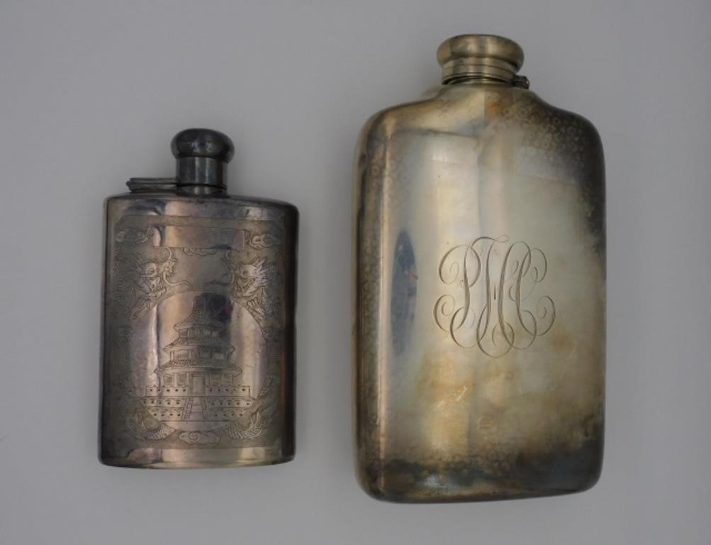 TWO STERLING SILVER FLASKS TO 366556