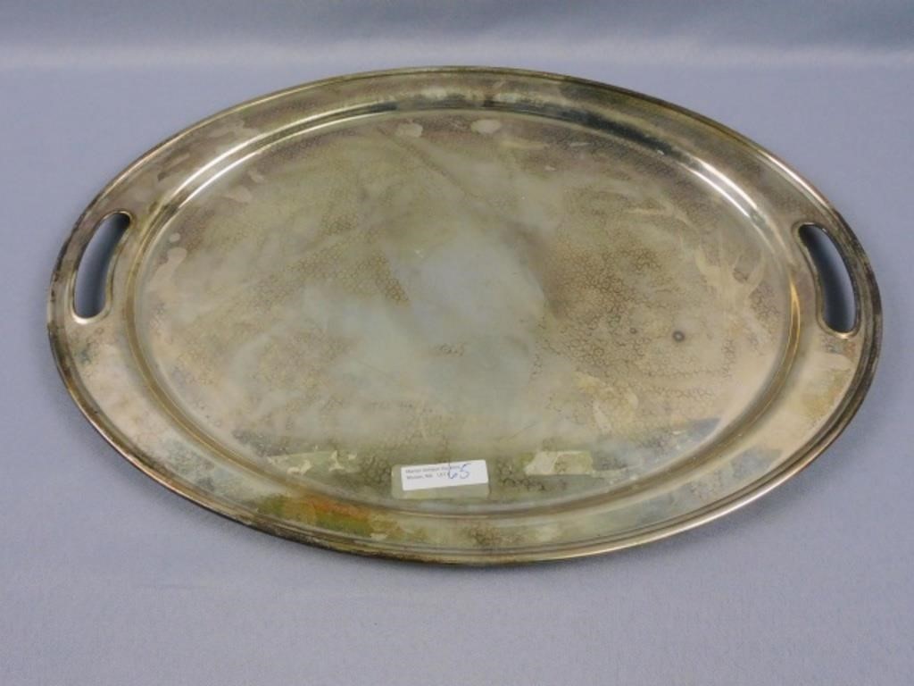 OVAL STERLING SILVER OPEN HANDLED TRAY,Manchester