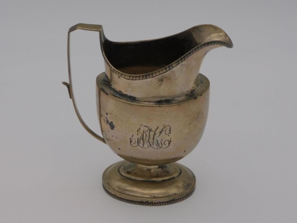 COIN SILVER HANDLED CREAMER, EARLY