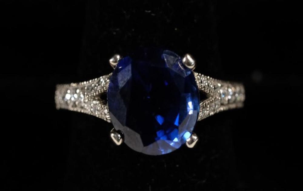 14K WG SAPPHIRE AND DIAMOND RING 366599