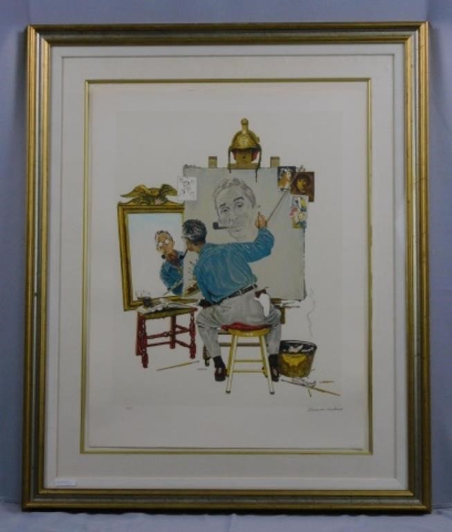 NORMAN ROCKWELL HAND SIGNED LITHOGRAPHtriple