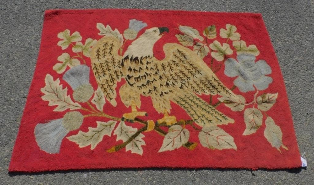 UNUSUAL HOOKED RUG, EARLY 20TH