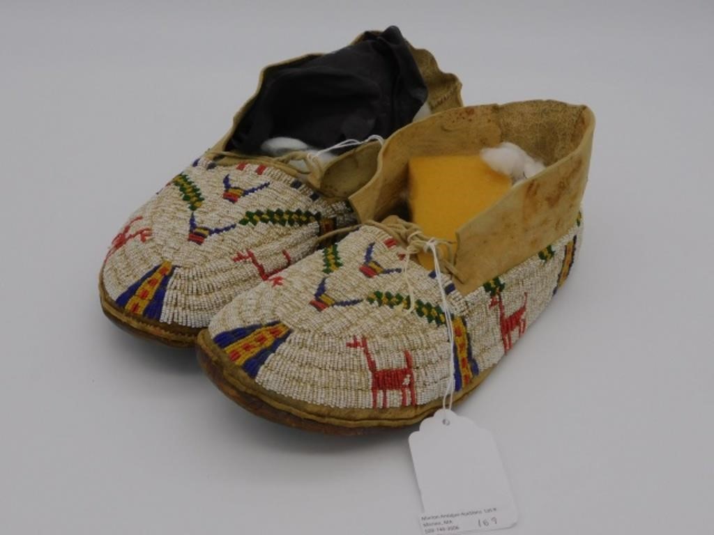 PAIR OF CHEYENNE BEADED MOCCASINS,