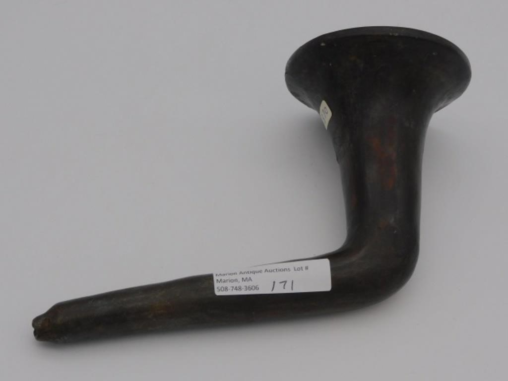 HURON CLAY TRUMPET PIPE 19TH C  3665f6