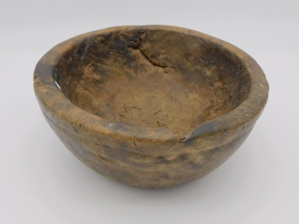 EARLY BURL BOWL, POSSIBLY WOODLANDS.