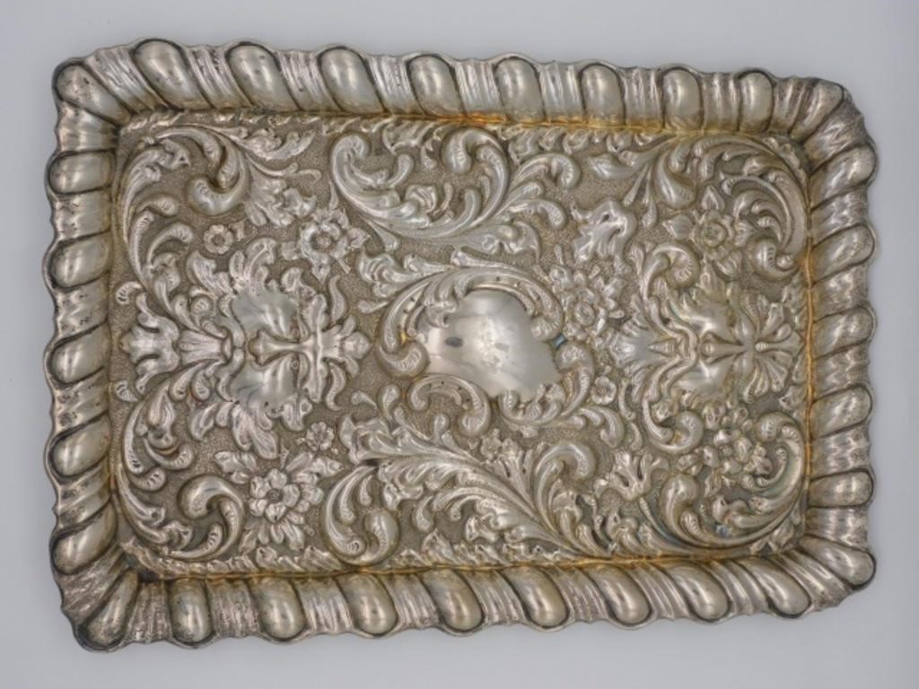 STERLING SILVER TRAY WITH ELABORATE