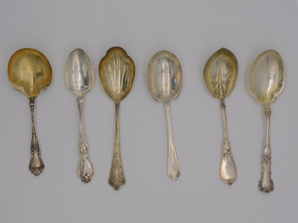  6 STERLING SILVER SERVING SPOONS  36666b